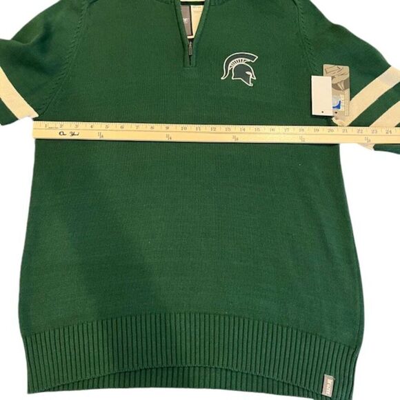 NWT Bruzer Michigan State Spartans Pullover 1/4 Zip Sweater Green White Size Med - Picture 9 of 13